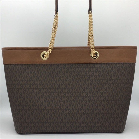 MICHAEL KORS SHANIA LG EW CHAIN TOTE BROWN - Picture 2 of 8